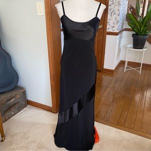 Vintage Laura Ashley black satin slip dress US size 6 made in Hong Kong